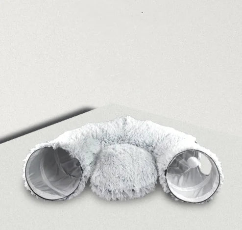 Plush Foldable Cat Tunnel Bed