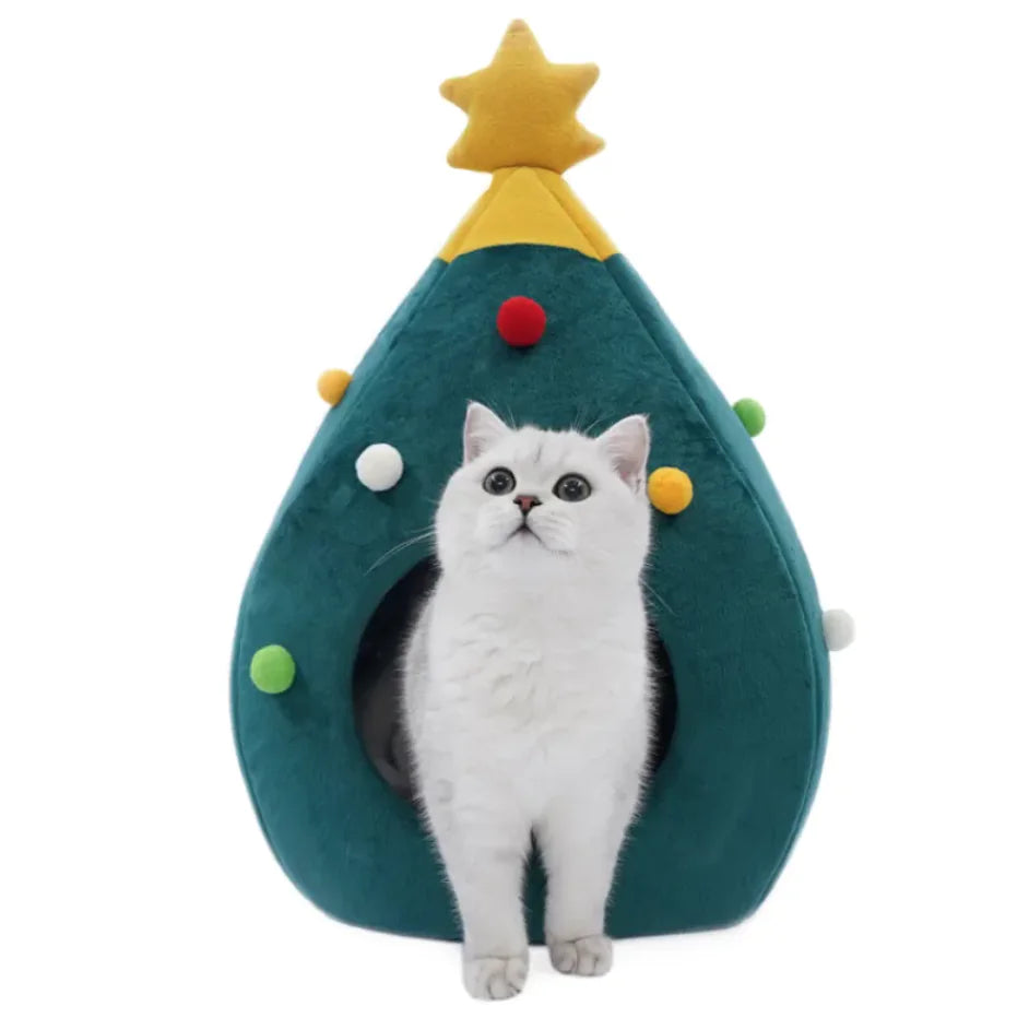 Christmas Tree Cat Bed Felt Pet Mat