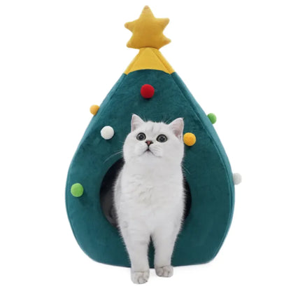 Christmas Tree Cat Bed Felt Pet Mat