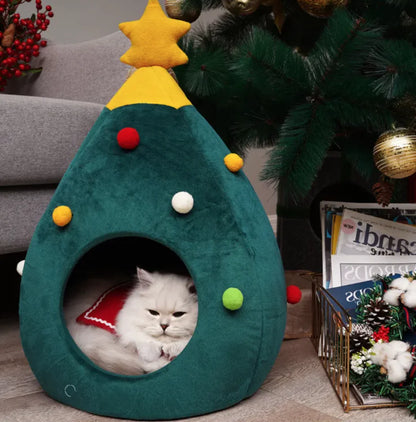 Christmas Tree Cat Bed Felt Pet Mat